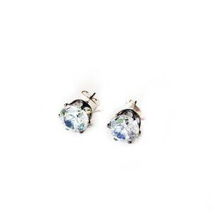 Faux Diamond Silver Earrings